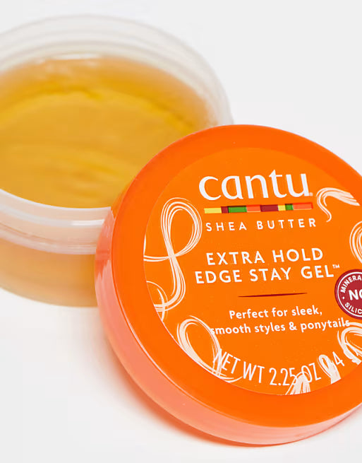 Cantu Shea Butter Extra Hold Edge Stay Gel packaging on a white background