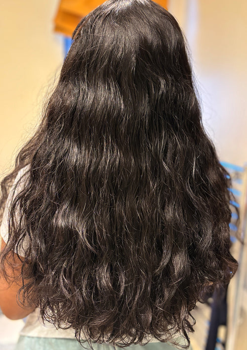 Indian Raw Double-Drawn Loose Curl Flip-Over Wig (Half Wig) — 22" (Jet Black)