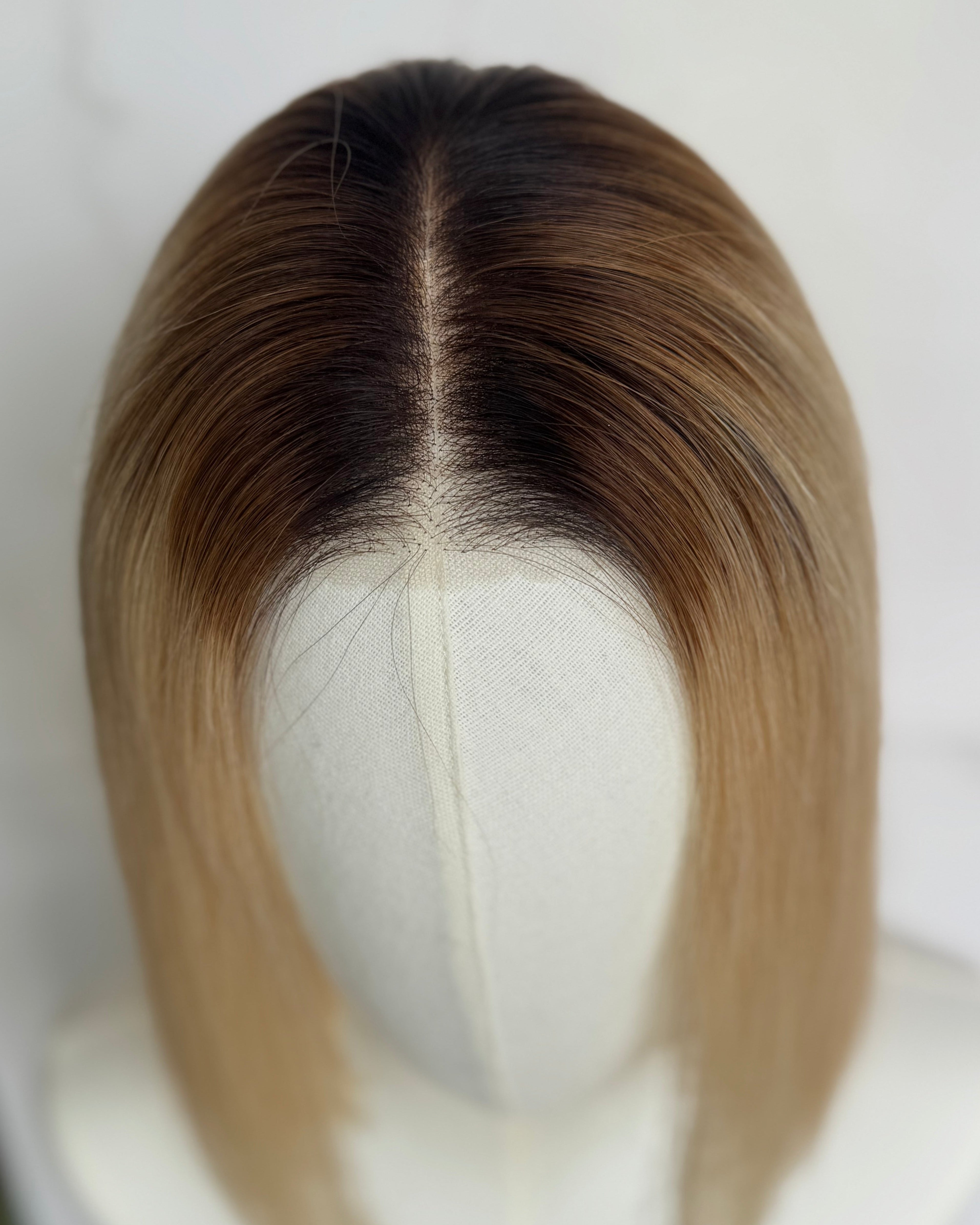 The Soléne Blonde Bob Wig | Blonde 613 Brown Root Melt 5x5 Swiss Lace Closure Wig