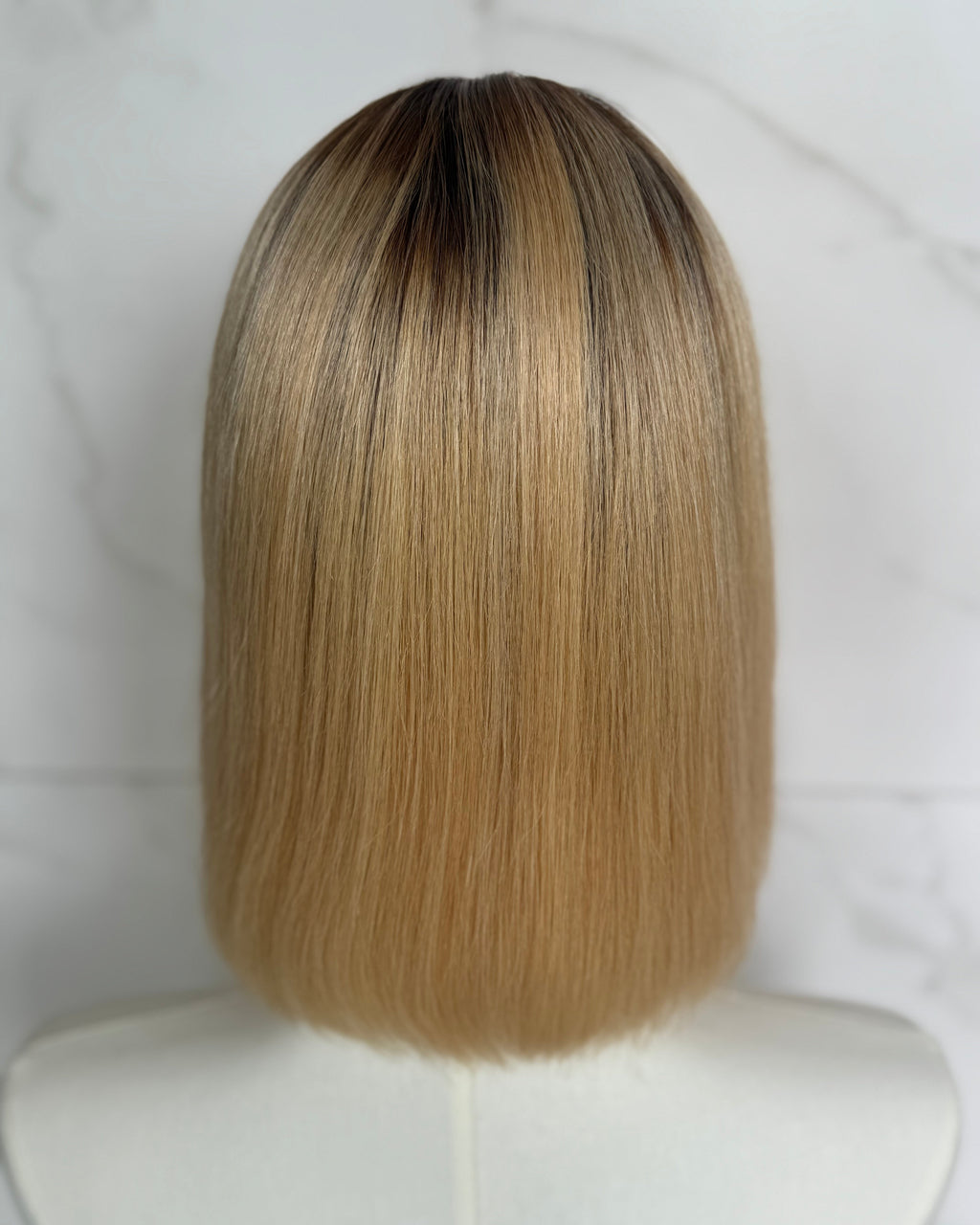 The Soléne Blonde Bob Wig | Blonde 613 Brown Root Melt 5x5 Swiss Lace Closure Wig