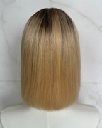 The Soléne Blonde Bob Wig | Blonde 613 Brown Root Melt 5x5 Swiss Lace Closure Wig
