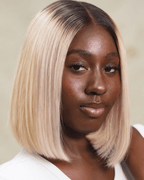 Soléne | Bob Wig in Blonde 613 with Brown Root Melt - 5x5 Swiss Lace Closure Wig 10"