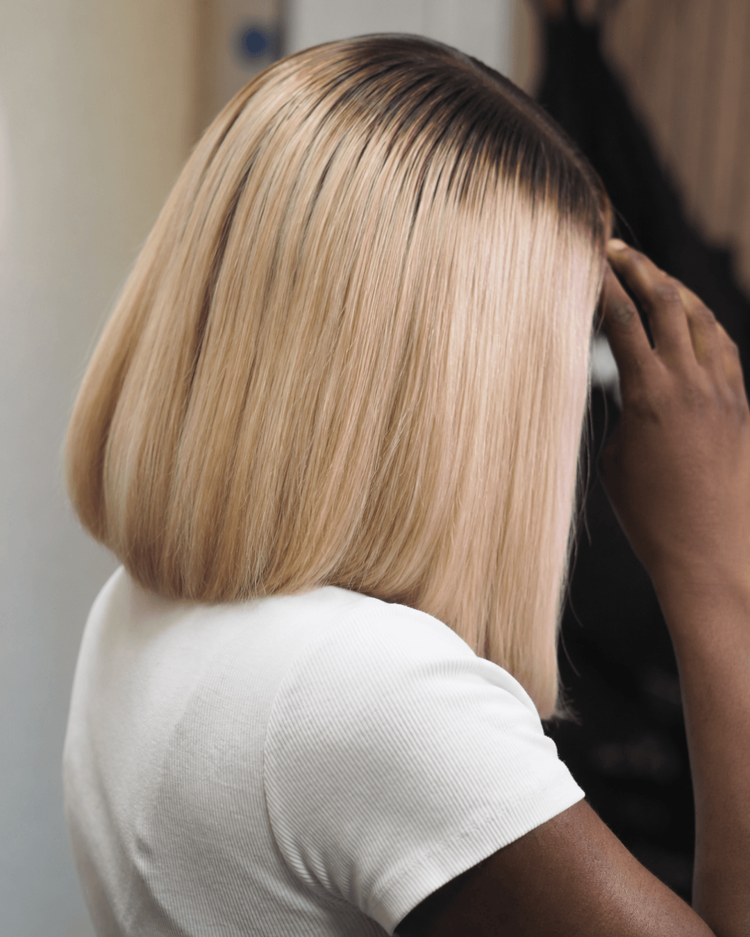 Soléne | Bob Wig in Blonde 613 with Brown Root Melt - 5x5 Swiss Lace Closure Wig 10"
